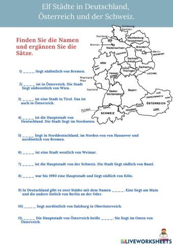 Elf Städte in Deutschland