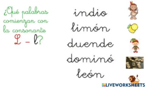 ¿Qué palabras comienzan con la consonante l?