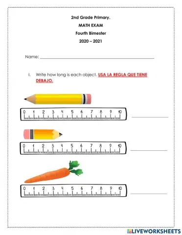 Math Exam 4 - 2nd Grade