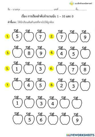 การเรียงลำดับจำนวน 1-10
