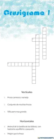 Crucigramas para niños nº1