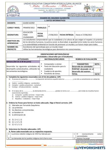 Examen Educación para la ciudadanía