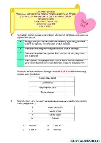 Latihan PdPR 3.1.4 dan 3.1.5 RBT T3