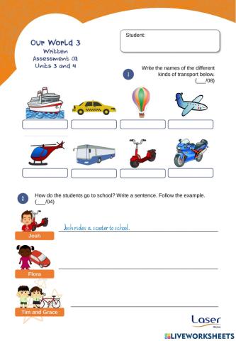 Our World 3 - Evaluation Exercises for Units 3 and 4