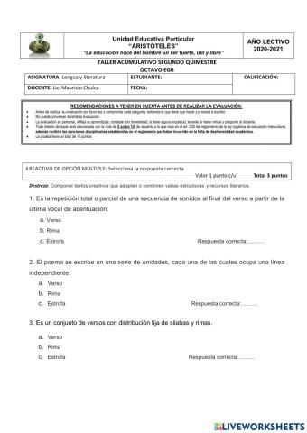 Taller octavo lengua iiq