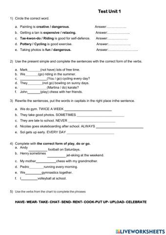 Test What's Up 2 Unit 1