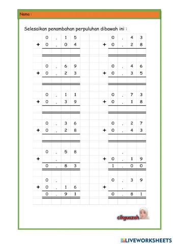 Penambahan perpuluhan