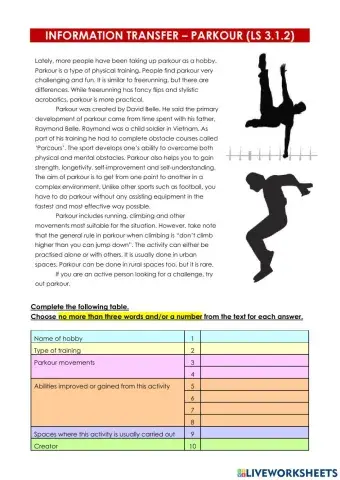 Information Transfer - Parkour