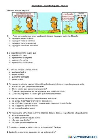 Análise e interpretação- Tipos de discurso- Elementos da narrativa