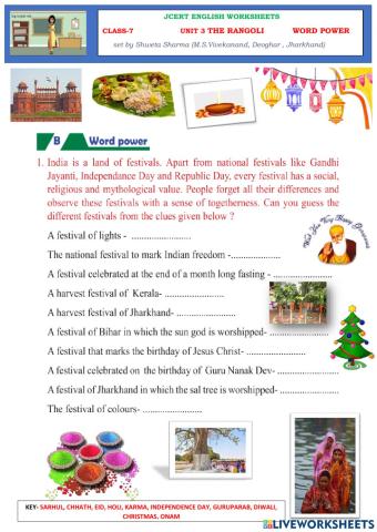 Jcert english class 7 unit 3 'The Rangoli'