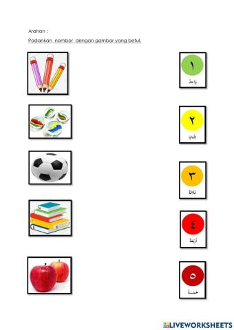 Nombor 1-5 bahasa arab