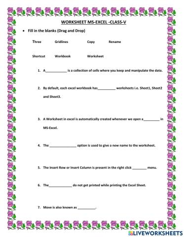 Worksheet- class-v - excel