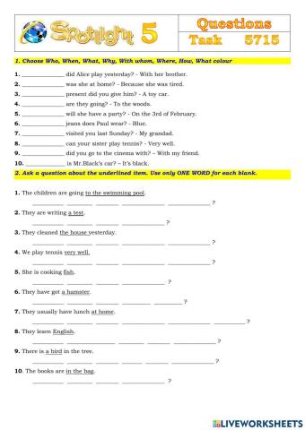 Spotlight 5 Task 5715