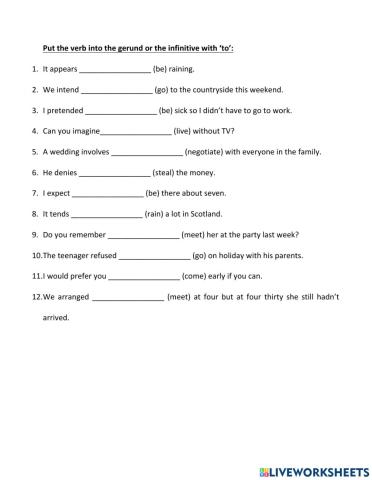 Gerunds and infinitives