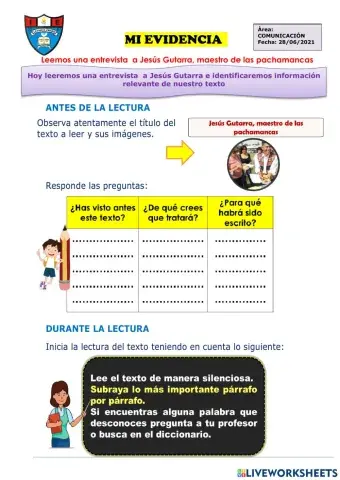 Leemos una entrevista  a Jesús Gutarra, maestro de las pachamancas