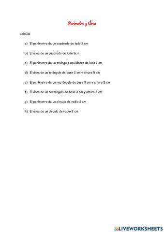 Área y perímetro de figuras planas