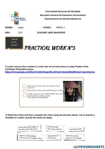 First term exam niños 3