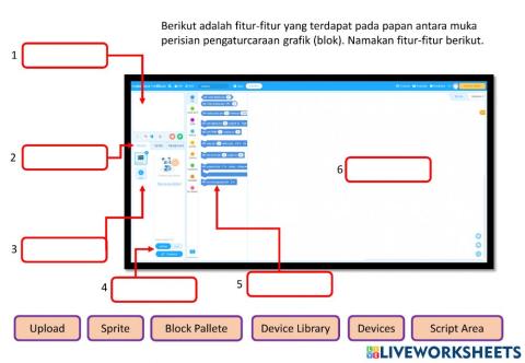 6.4.1 Mengenal pasti fitur-fitur pada antara muka perisian pengaturcaraan.
