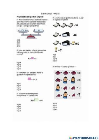 Propriedades igualdades