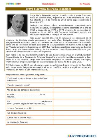 Breve biografía de Papa Francisco