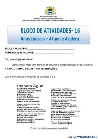 A vida, o tempo e suas transformações