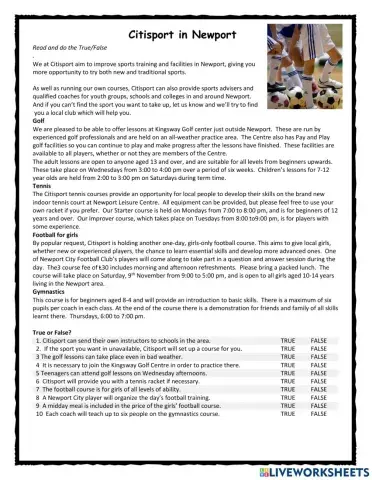 Citisport Center PET Reading