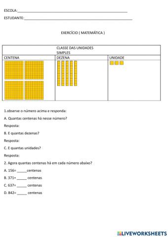 Unidade, dezena e centena