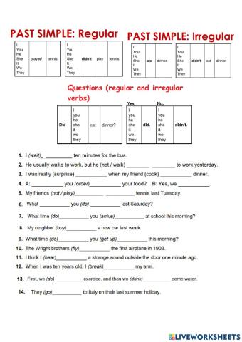 Past simple - Regular and Irregular verbs