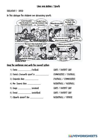Likes and dislikes - Sports