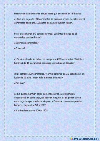 Problemas con múltiplos y divisores