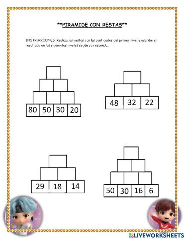 Pirámide con restas
