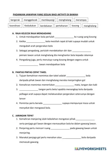 Latihan Kelecek, Menghadang, Pintas, Takel dan Jaring