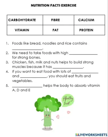 Form 5: nutrition fact