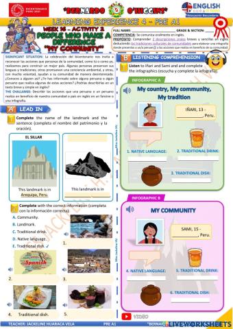 PRE A1 - EDA 4 - activity 2 - Aprendo en casa