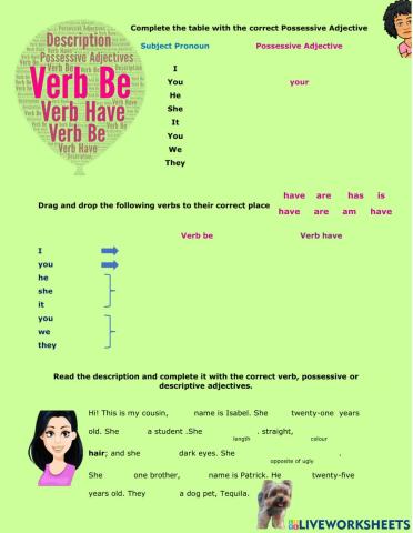 Verbs be and have, and possessive adjectives