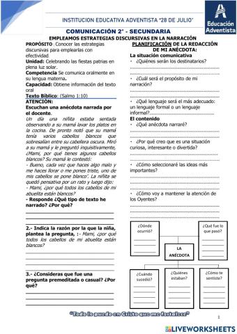 Estrategias en discurso narrativo: la anécdota