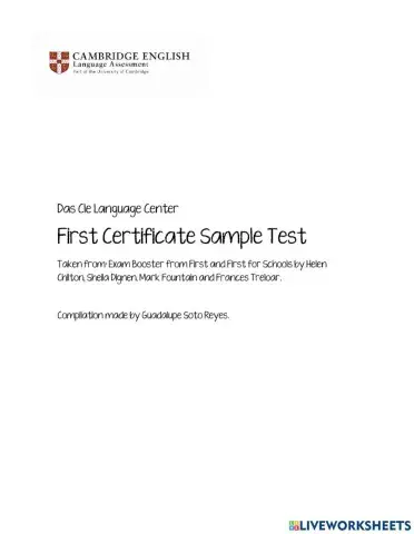 FCE Exam Reading - Use of English