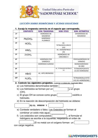 Leccón hidróxidos y acidos