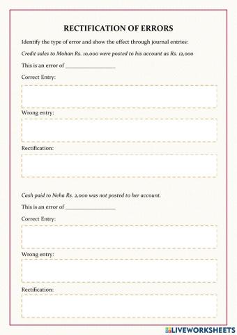 Rectification of Errors