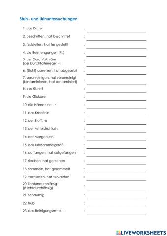 Pflege Wortschatz 17