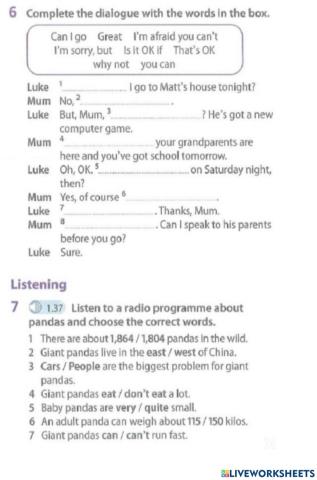 Cefr Year 5: Wild Life Review Ex. 6, 7 page 40