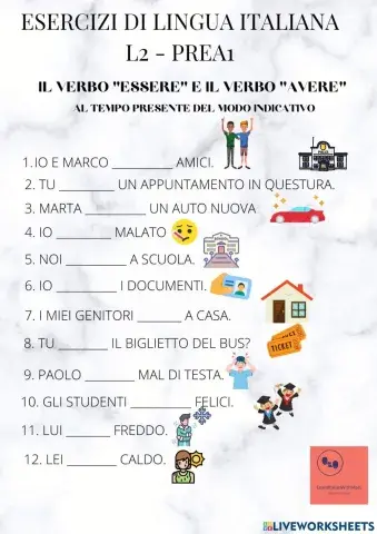 Verbo essere e verbo avere