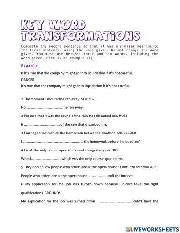 Key Word Transformations - part 1