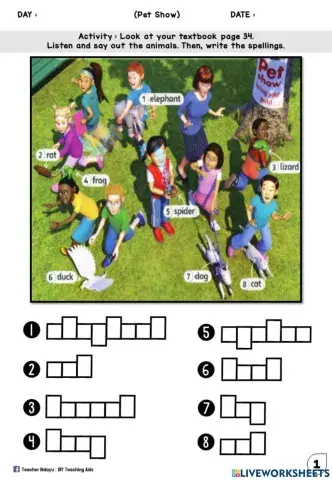 Pet Show (Listen and fill in letters)