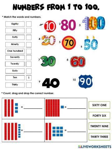 NUMBERS FROM 1 TO 100