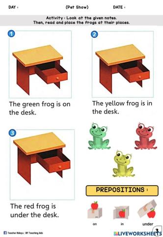 Pet Show (Prepositions : Drag and Drop)