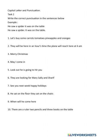 Capital letter and punctuation