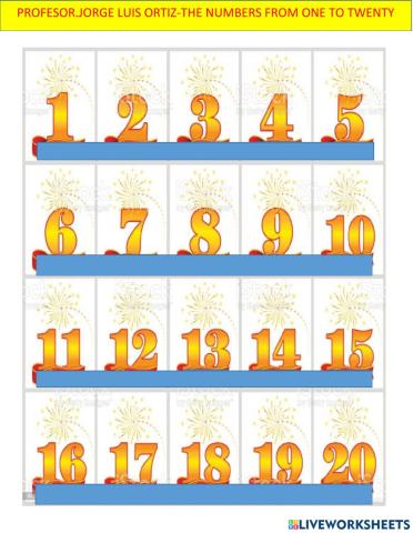 The numbers from one to twenty