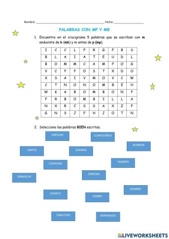 Palabras con mp y mb