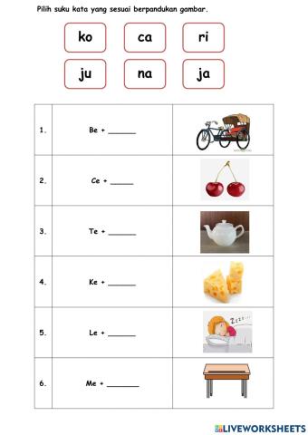 Suku kata terbukae-taling